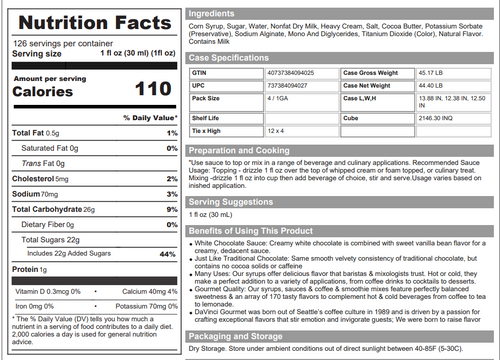 chicken pieces - DaVinci Gourmet White Chocolate Flavoring Sauce 128 fl. oz. Bonus Squeeze Pump