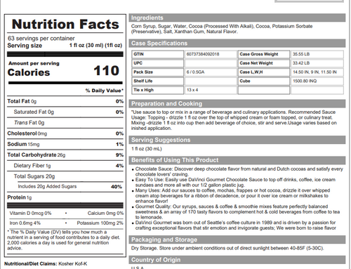 chicken pieces - DaVinci Gourmet Dark Chocolate Flavoring Sauce 64 fl. oz. Bonus Squeeze Pump