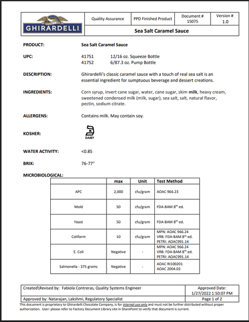 chicken pieces - Ghirardelli Sea Salt Caramel Flavoring Sauce 64 fl. oz. Bonus Squeeze Pump