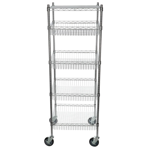 Chicken Pieces CP NSF Chrome 4 Basket and 1 Shelf Kit - 24" x 24" x 70" | Sleek and Versatile Storage Solution 