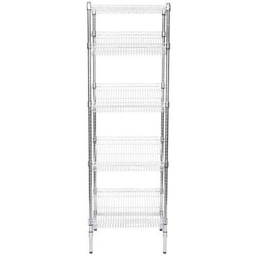Chicken Pieces CP Chrome 5-Shelf Angled Stationary Merchandising Rack - 18" x 24" x 74" | Stylish and Sturdy Display Solution 