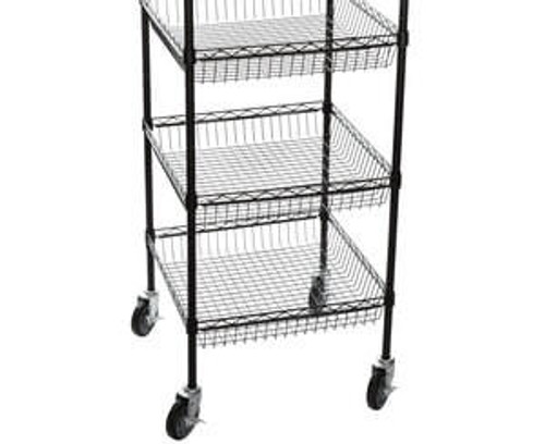 Chicken Pieces CP NSF Black Epoxy 4 Basket and 1 Shelf Kit - 24" x 24" x 70" | Durable Storage for Moist Environments 