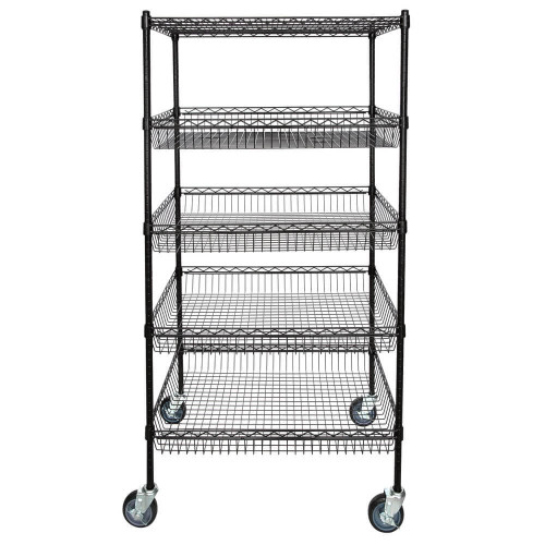 Chicken Pieces CP 24" x 36" x 70" NSF Black Epoxy 4 Basket and 1 Shelf Kit | Durability and Versatility for Storage Solutions 