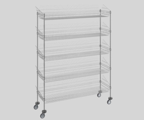 Chicken Pieces CP 18" x 60" x 80" NSF Chrome Mobile 5 Basket Retail Storage Display Stand | Versatile and Mobile Retail Solution v