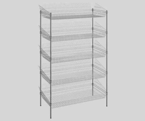 Chicken Pieces CP 24" x 48" x 74" NSF Chrome Stationary 5 Basket Retail Storage Display Stand | Organize and Showcase with Style