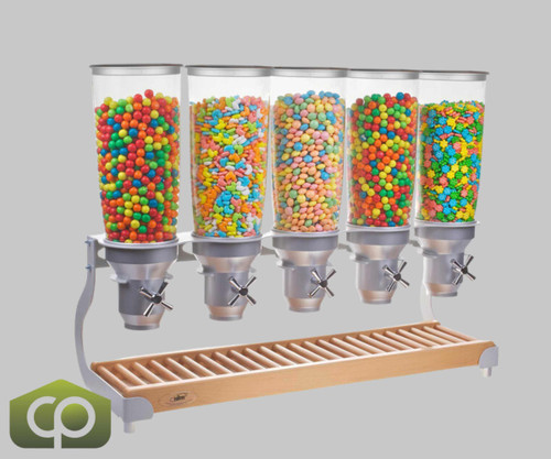 Cal-Mil Turn N Serve Beechwood 5 Liter, 5 Canister Cereal Dispenser - Efficient Cereal Service with Natural Charm