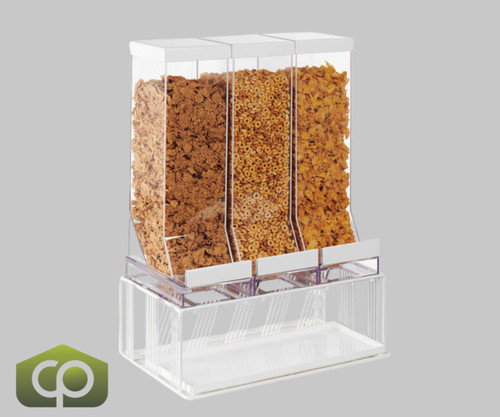 Cal-Mil Portland White 10 Liter Triple Canister Cereal Dispenser - Elegant Buffet Design