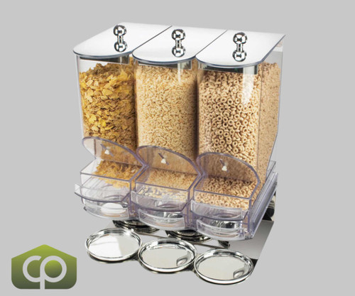 Cal-Mil Portion Control 9.8 Liter Triple Canister Cereal Dispenser - Cost-Efficient Breakfast Solution