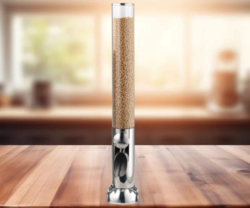 Frilich 3.41 Liter Single Canister Acrylic Rotary Dry Food Dispenser - Effortless Dispensing and Elegance