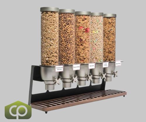 Rosseto 13.3 Liter Double Canister Snack/Cereal Dispenser with Shelf Mount Kit and Strip - Clear Acrylic Canisters, Easy Installation, Versatile Usage