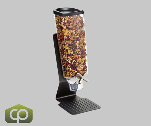 Rosseto EZ-PRO Black Steel Stand 3.8 Liter Single Canister Snack/Cereal Dispenser - Ergonomic ABS Canister, Patented Portion Wheel, Versatile Capacity, Easy-to-Move Design