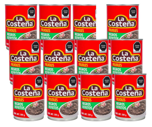 LA COSTENA La CosteÃ±a Refried Black Beans 20.4 oz (12-Case) - Authentic, Healthy, and Flavorful 