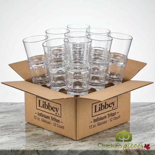 Libbey Infinium 12-Case of Tritan Plastic Stackable Double Rocks - 12 oz.-Chicken Pieces