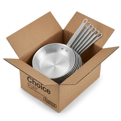 CP Hospo 10" Aluminum Fry Pan - Bulk Case of 6 - Dependable and Lightweight-Chicken Pieces