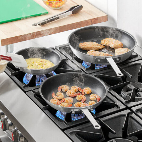 CP Hospo 3-Piece Aluminum Non-Stick Reliable cookware Fry Pan Set-Chicken Pieces