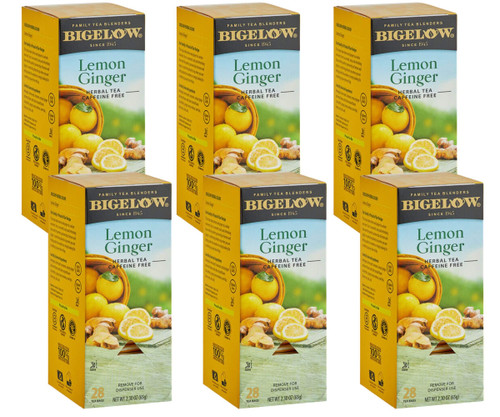 Bigelow Lemon Ginger Herbal Tea Bags - All-Natural, 28-Count (6/Case)-Chicken Pieces