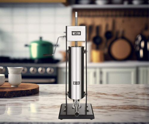 Weston 15 lb. Manual 2 Speed Heavy-Duty Vertical Sausage Stuffer-Chicken Pieces