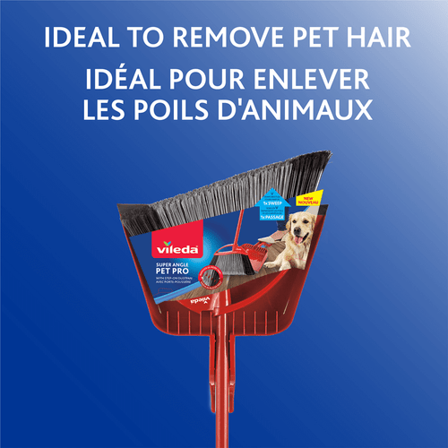 Vileda Super Angle Pet Pro Broom Cleaning with Step-On Dustpan-Chicken Pieces