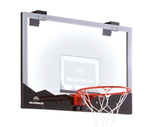 Elevate your dunking thrills with the Silverback Lumen-X 23" LED Over-the-Door Mini Basketball Hoop. This exciting hoop can be placed virtually anywhere, instantly turning your space into a basketball arena. Easy to mount with included brackets, the LED lights illuminate the backboard for added excitement and automatically keep score. The shatterproof polycarbonate backboard ensures longevity by resisting impact, while the spring-action breakaway rim adds durability for competitive play. Complete with a miniature basketball (pump sold separately), this mini basketball hoop brings a new level of illuminated fun to your game.

Key Features:

LED Illumination: Backboard illuminated with LED lights adds excitement and automatically keeps score.
Versatile Placement: Over-the-door hoop can be placed virtually anywhere for convenient play.
Durable Construction: Shatterproof polycarbonate backboard and spring-action breakaway rim ensure longevity and competitive play.
Easy Mounting: Simple to mount with included brackets for quick setup.
Complete Set: Includes a miniature basketball, offering everything needed for instant basketball enjoyment.
Pump Sold Separately: (Note: Pump sold separately)