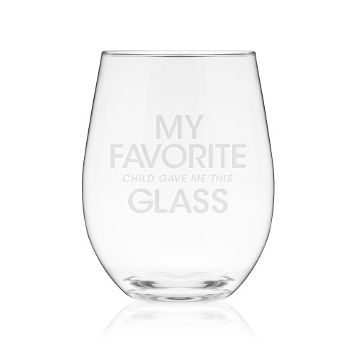 My Favorite Child & Glass Stemless Wine Glass