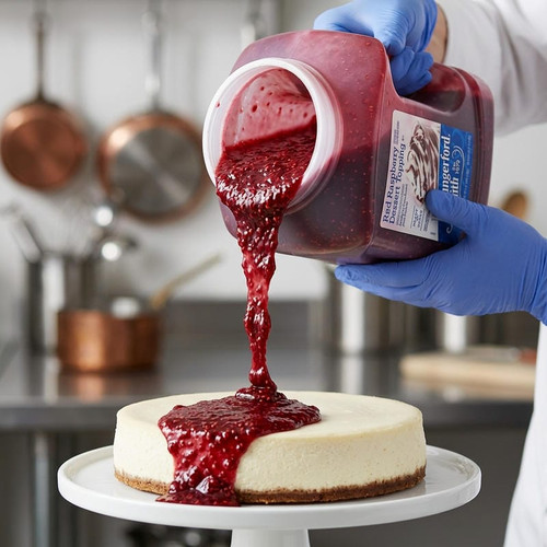 J. Hungerford Smith Raspberry Dessert Topping 115 oz. (3.26 kg)-Chicken Pieces