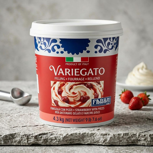 Fabbri 4.3 kg (9.5 lbs) Strawberry Variegate / Marbling - Bursting Sweetness-Chicken Pieces