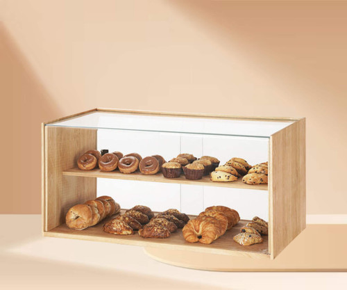 Cal-Mil Camden 2-Tier Bakery Display Case 36" x 20" x 18" Wood Frame - -Chicken Pieces