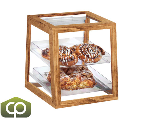 Cal-Mil 12 1/4" x 11 1/2" x 12 1/2" Madera Rustic Pine 2-Tier  Display Case-Chicken Pieces