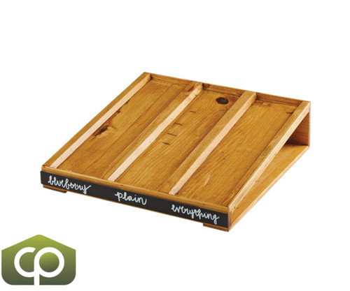 Cal-Mil Rustic Madera Rustic Pine 15" x 16" x 4 1/4" Angled Bagel Holder Base-Chicken Pieces