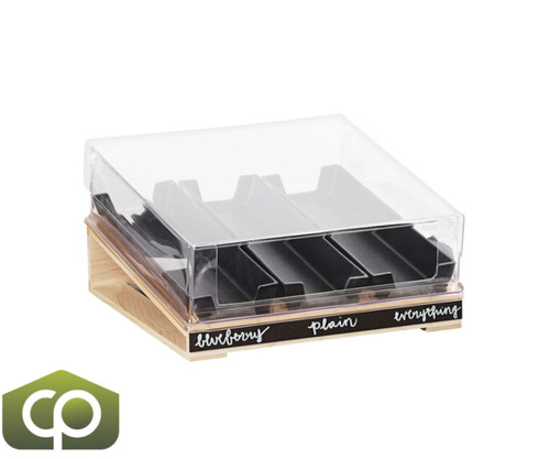 Cal-Mil Clear Acrylic 15" x 16" x 4 1/2" Hinged Angled Bagel Holder Cover-Chicken Pieces