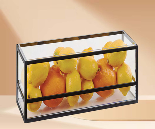 Cal-Mil Stylish Versatility 5" x 15" x 5" Black Rectangle Presentation Case-Chicken Pieces