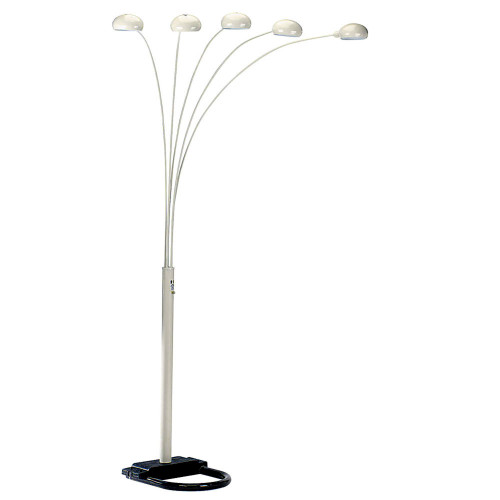 84" White Five Light Arc Floor Lamp With White Dome Shade - Chicken Pieces