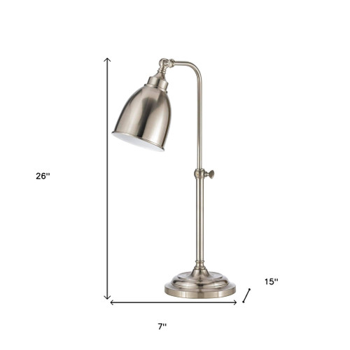 26" Nickel Metal Adjustable Table Lamp With Nickel Dome Shade - Chicken Pieces
