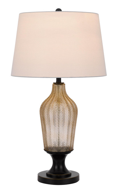 31" Bronze Glass Table Lamp With White Empire Shade - Chicken Pieces