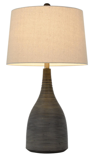 29" Black Ceramic Table Lamp With Beige Empire Shade - Chicken Pieces