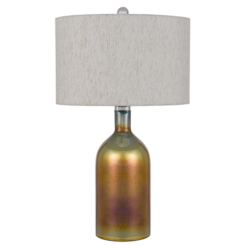 28" Gold Glass Table Lamp With Gray Drum Shade- chicken pieces