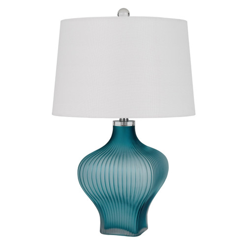 26" Aqua Glass Table Lamp With White Empire Shade- chicken pieces