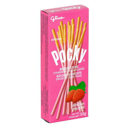 Glico Pocky Strawberry, 10 Ã— 33 g (1.1 oz) - Japanese Strawberry Bliss-Chicken Pieces