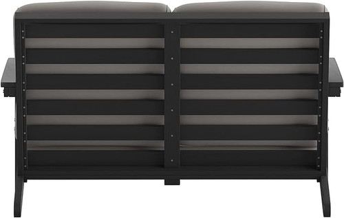 Flash Furniture Outdoor Adirondack Patio Loveseat Charcoal Cushions w/ Black Resin Frame JJ-C14022-BK-GG  - Chicken Pieces