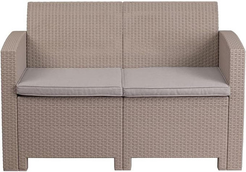 Flash Furniture 30"H, 47"W Resin, CharcoalDAD-SF2-2-GG Outdoor Loveseat w/ Seat Cushions - Chicken Pieces