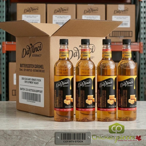 DaVinci Gourmet 750 mL Classic Pure Cane Sugar Butterscotch Flavoring Syrup - Chicken Pieces