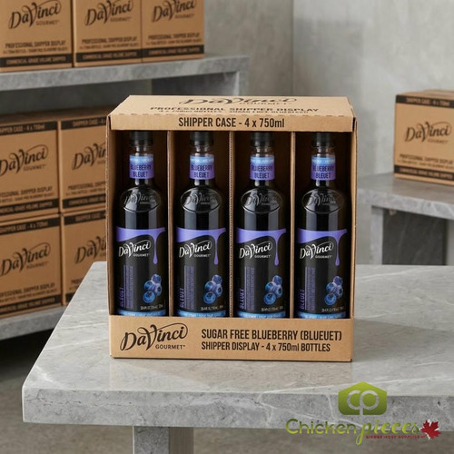 DaVinci Gourmet 750 mL Sugar-Free Blueberry Flavoring Syrup - Chicken Pieces