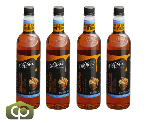 DaVinci Gourmet 750 mL Sugar-Free Butter Rum Flavoring Syrup  - Chicken Pieces