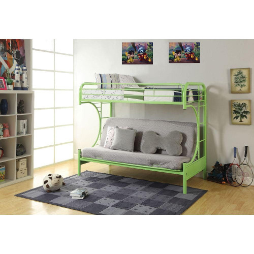 homeroots bed & bath Green Twin Over Full Futon Bunk Bed 