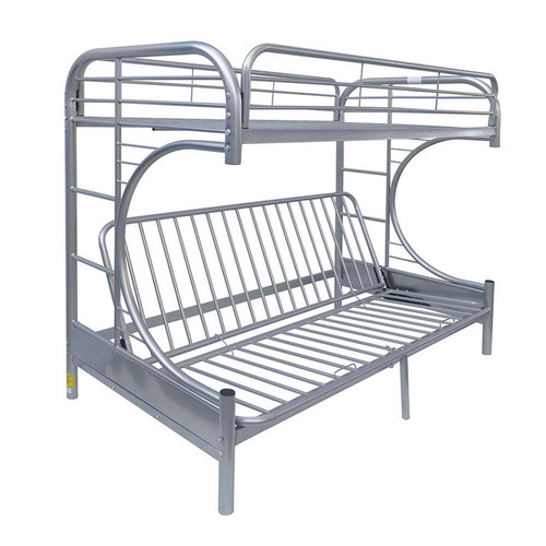 homeroots bed & bath Silver Twin XL Over Queen Futon Bunk Bed 