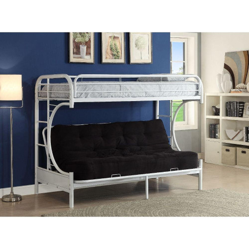 homeroots bed & bath White Twin XL Over Queen Futon Bunk Bed 