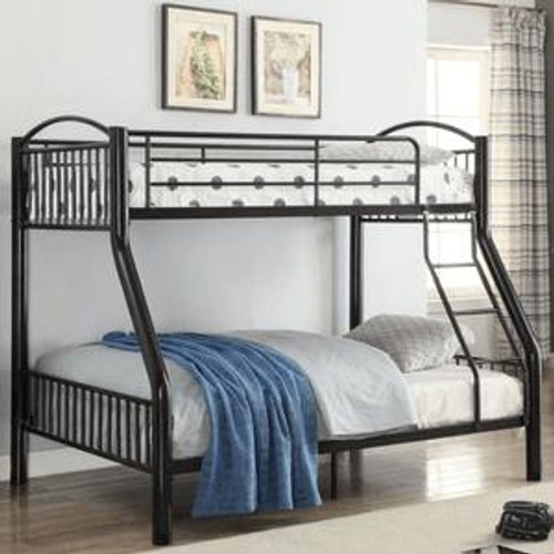 homeroots beddings 78" X 56" X 67" Twin Over Full Black Bunk Bed  homeroots beddings 78" X 56" X 67" Twin Over Full Black Bunk Bed