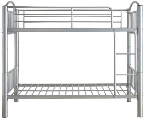 homeroots beddings 78" X 44" X 67" Twin Over Twin Silver Metal Bunk Bed  homeroots beddings 78" X 44" X 67" Twin Over Twin Silver Metal Bunk Bed