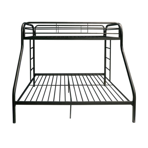 homeroots bed & bath Black Twin Over Full Contemporary Metal Bunk Bed 