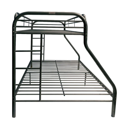 homeroots bed & bath Black Twin Over Full Contemporary Metal Bunk Bed 